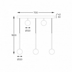 Suspension ZUMA LINE ALI noir / doré – 5 sources G9 – 5641