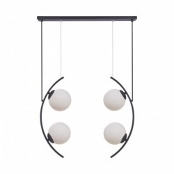 Suspension ZUMA LINE HELIX noir / verre blanc – 4 sources E14 – 5016