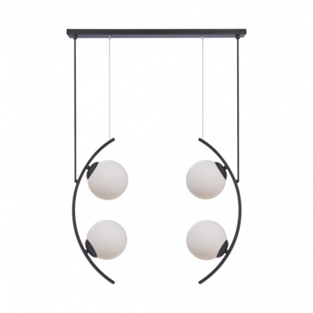 Suspension ZUMA LINE HELIX noir / verre blanc – 4 sources E14 – 5016