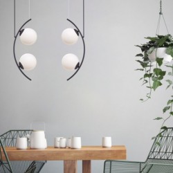 Suspension ZUMA LINE HELIX noir / verre blanc – 4 sources E14 – 5016