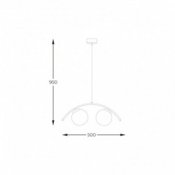 Suspension ZUMA LINE WAVE noir / verre blanc – 2 sources E14 – 5013