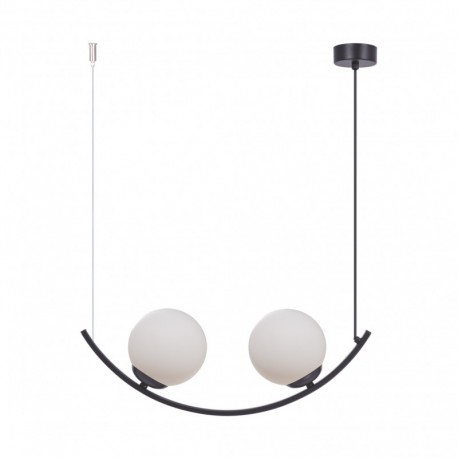 Suspension ZUMA LINE WAVE noir / verre blanc – 2 sources E14 – 5012
