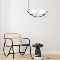 Suspension ZUMA LINE WAVE noir / verre blanc – 2 sources E14 – 5012