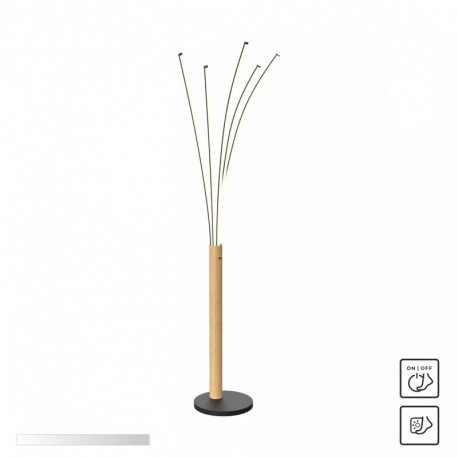 Lampadaire ZUMA LINE VELDEN bois clair / noir mat – LED intégrée – ML4767-3BMD
