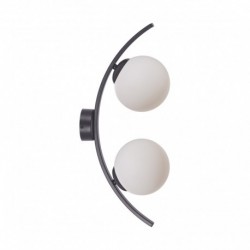 Applique murale ZUMA LINE HELIX noir / verre blanc – 2 sources E14 LED – 5015