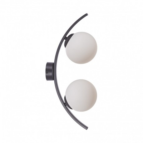Applique murale ZUMA LINE HELIX noir / verre blanc – 2 sources E14 LED – 5015