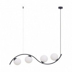 Suspension ZUMA LINE WAVE noir / verre blanc – 4 sources E14 LED – 5014