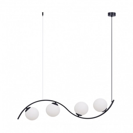 Suspension ZUMA LINE WAVE noir / verre blanc – 4 sources E14 LED – 5014
