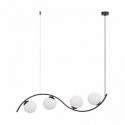 Suspension ZUMA LINE WAVE noir / verre blanc – 4 sources E14 LED – 5014
