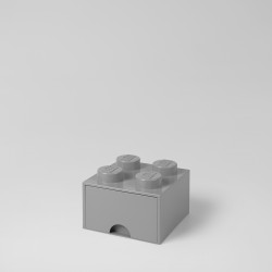 Brique Lego rangement empilable à tiroir 4 plots - réf.4005 - gris - vue de face