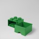 Brique Lego rangement empilable à tiroir 4 plots - réf.4005 - vert - 2 parties
