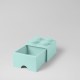 Brique Lego rangement empilable à tiroir 4 plots - réf.4005 - aqua - ouvert
