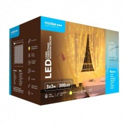 Décoration lumineuse de Noël LED pour fenêtre avec adaptateur C3006 (300LED/3m x 3m) Blanc chaud – ML-C3006 Modee