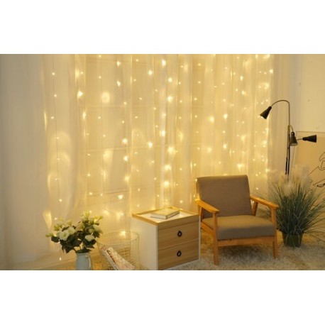 Décoration lumineuse de Noël LED pour fenêtre avec adaptateur C3006 (300LED/3m x 3m) Blanc chaud – ML-C3006 Modee