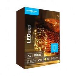 Guirlande lumineuse LED à piles Cuivre (100LED/5m/5cm) Blanc chaud – ML-C1011 Modee