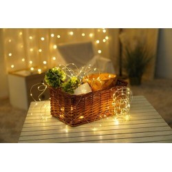 Guirlande lumineuse LED à piles Cuivre (100LED/5m/5cm) Blanc chaud – ML-C1011 Modee