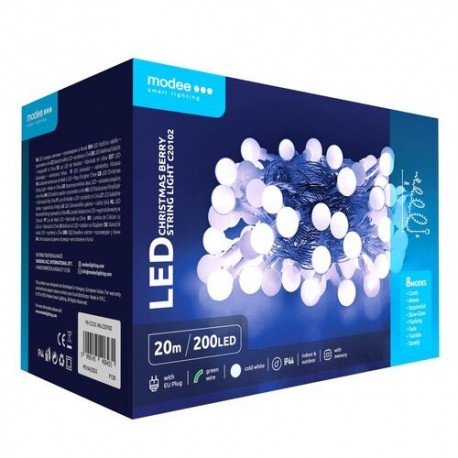 Guirlande lumineuse LED Plastique avec adaptateur Berry (200LED/20m/10cm) Blanc froid – ML-C20102 Modee