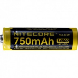 NITECORE Accessoire Pile rechargeable 14500 NL1475R avec micro port USB 750mAh 3,6V B1