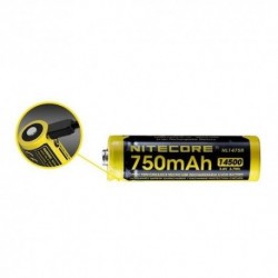 NITECORE Accessoire Pile rechargeable 14500 NL1475R avec micro port USB 750mAh 3,6V B1