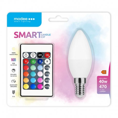 Ampoule LED Smart MODEE E14 Bougie C37 4,9 W RGB K 470 lm dimmable