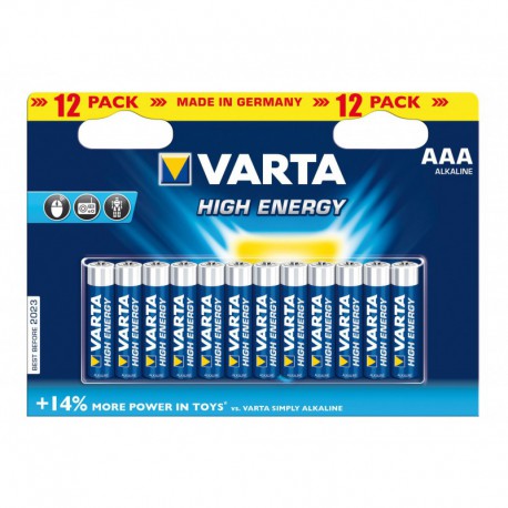 Varta High Energy Piles Alcalines AAA LR03 x 12