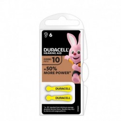 6 piles auditives Duracell DA10 PR70 zinc-air 1,45 V