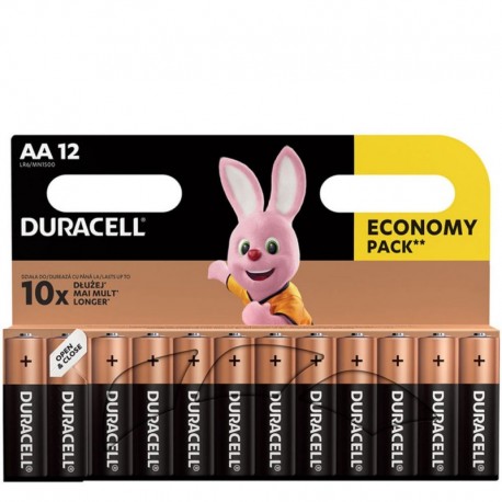 12 piles Duracell Basic AA LR6 alcalines 1,5V