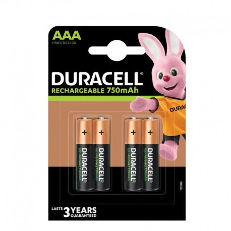 4 piles rechargeables Duracell AAA HR03 750mAh
