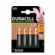 4 piles rechargeables Duracell AA HR6 2500mAh
