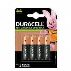 4 piles rechargeables Duracell AA HR6 2500mAh