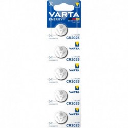 5 piles bouton Varta Energy CR2025 lithium 3V