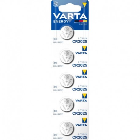 5 piles bouton Varta Energy CR2025 lithium 3V