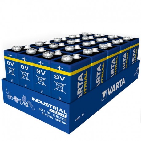 20 piles Varta Industrial Pro 9V 6LR61 alcalines