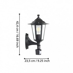 EGLO LATERNA 4 22469 – applique extérieure noir avec détecteur – H 360 mm