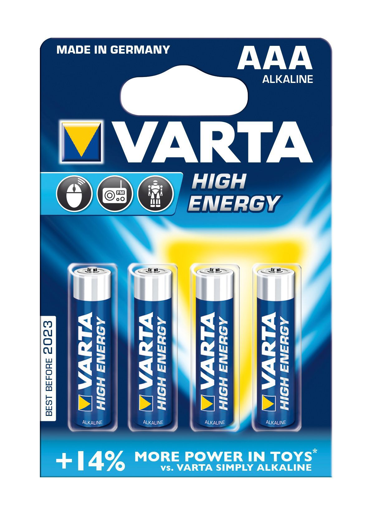 4 piles varta LR03, pile AAA Varta high Energy, pile 4903 Varta