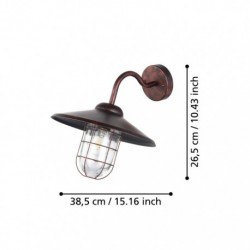 EGLO MELGOA 94863 – applique extérieure cuivre antique – H 250 mm
