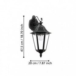 EGLO NAVEDO 93456 – applique extérieure noir et argent patiné – H 475 mm
