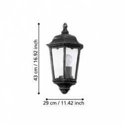 EGLO NAVEDO 93459 – applique extérieure noir et argent patiné – H 430 mm